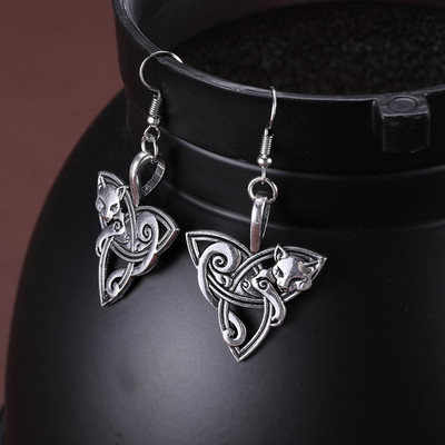 Viking Fox Triquetra állat ír kelta csomós fülbevaló ezüst színű női csepp fülbevaló ékszer varázslatos természetfeletti amulett 2023