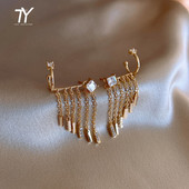 Noua clipă de ureche neobișnuită și știft într-o singură bucată cu ciucuri, cercei suspendați, bijuterii pentru femei coreene, de lux, accesorii SEXY, cercei