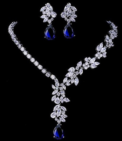 Emmaya új egyedi tervezésű Choker nyaklánc, fülbevaló menyasszonyi ékszer készletek esküvői kiegészítők dropship