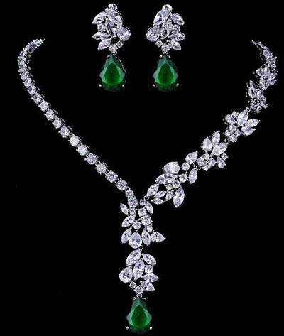 Emmaya új egyedi tervezésű Choker nyaklánc, fülbevaló menyasszonyi ékszer készletek esküvői kiegészítők dropship