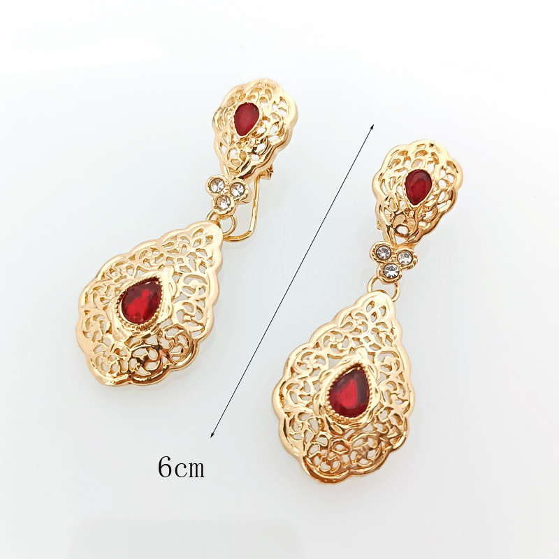 Marokkói esküvői ékszer szett arab köntöstű színes kristály bross hold alakú medál fülbevaló menyasszonyi ajándék