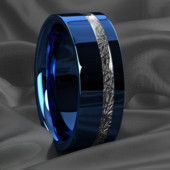 New Vintage 8mm albastru lustruit inel din oțel inoxidabil Center Groove Inlay Meteorit Unisex Trupa de nuntă Bărbați Bijuterii Cadouri anillos