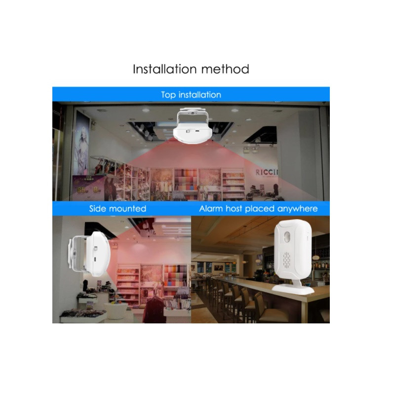 „Darho 36“ skambėjimo melodijų parduotuvė parduotuvė Namų apsauga sveikinimo skambutis, belaidis infraraudonųjų spindulių IR judesio jutiklis, durų skambutis, signalizacija, įėjimo durų skambutis