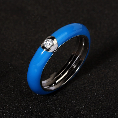 10 színű egyszerű stílusú, fényes cirkon kővel kirakott, egyszerű stílusú zománcgyűrű, divatos női eljegyzési gyűrű