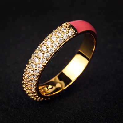 10 színű egyszerű stílusú, fényes cirkon kővel kirakott, egyszerű stílusú zománcgyűrű, divatos női eljegyzési gyűrű