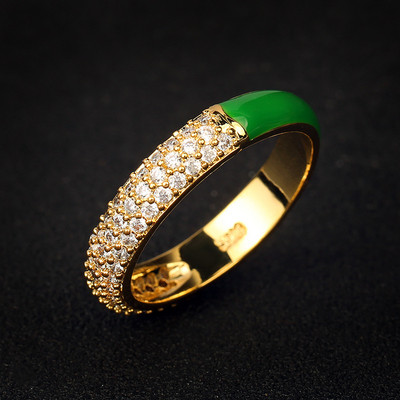 10 színű egyszerű stílusú, fényes cirkon kővel kirakott, egyszerű stílusú zománcgyűrű, divatos női eljegyzési gyűrű