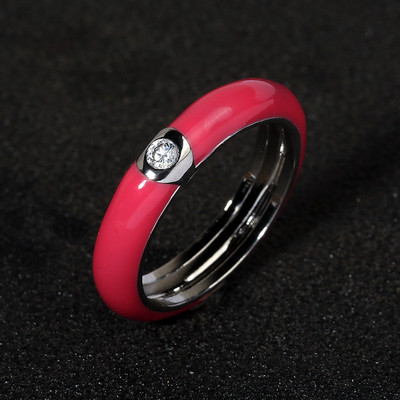 10 színű egyszerű stílusú, fényes cirkon kővel kirakott, egyszerű stílusú zománcgyűrű, divatos női eljegyzési gyűrű