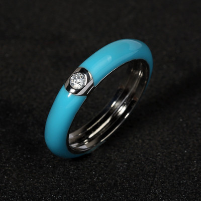 10 színű egyszerű stílusú, fényes cirkon kővel kirakott, egyszerű stílusú zománcgyűrű, divatos női eljegyzési gyűrű