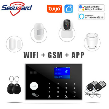 WiFi GSM алармена система Tuya Интелигентен дом TFT екран RFID ПРИЛОЖЕНИЕ Сензорна клавиатура Домашна охранителна аларма Поддръжка на гласово превключване