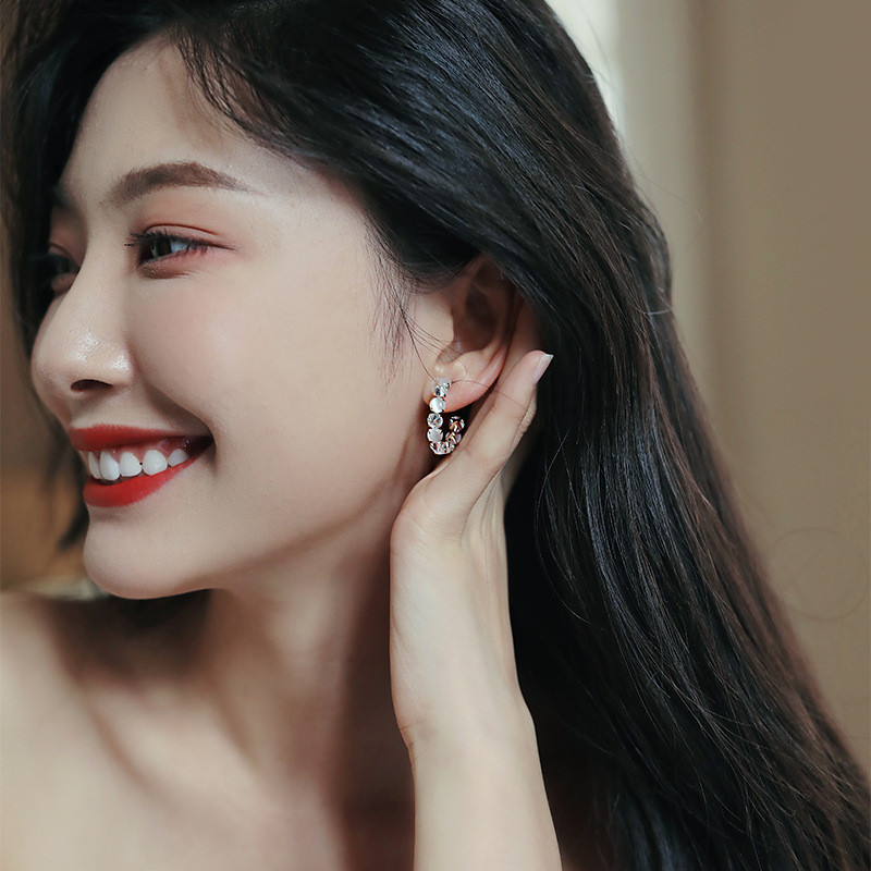 Új női luxus opál karikás fülbevalók 2022-ben koreai divat ékszerek parti lányok temperamentum kiegészítők szokatlan fülbevalók