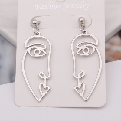 Európai és amerikai személyiség eltúlzott absztrakt arc sziluett fülbevaló üreges arc fülbevaló nőknek nagykereskedés ékszer
