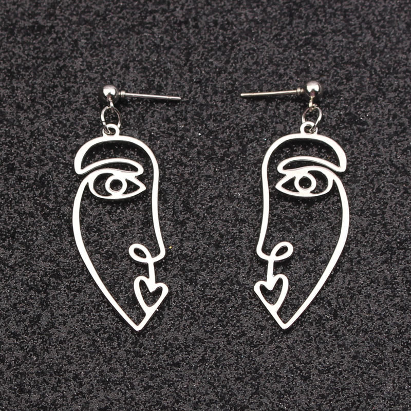 Európai és amerikai személyiség eltúlzott absztrakt arc sziluett fülbevaló üreges arc fülbevaló nőknek nagykereskedés ékszer