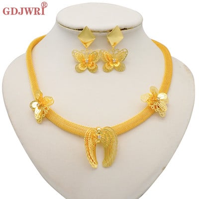 Divat, nigériai nő, esküvő, afrikai, nagy medál, csocsó, virág ékszerkészlet, Dubai arany színű menyasszonyi ajándék