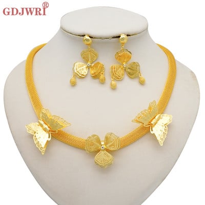 Divat, nigériai nő, esküvő, afrikai, nagy medál, csocsó, virág ékszerkészlet, Dubai arany színű menyasszonyi ajándék