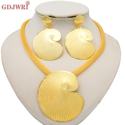 Divat, nigériai nő, esküvő, afrikai, nagy medál, csocsó, virág ékszerkészlet, Dubai arany színű menyasszonyi ajándék