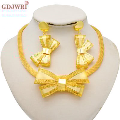 Divat, nigériai nő, esküvő, afrikai, nagy medál, csocsó, virág ékszerkészlet, Dubai arany színű menyasszonyi ajándék