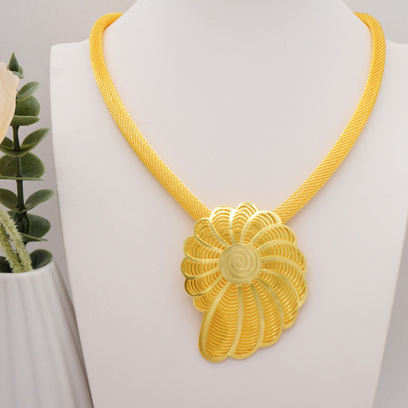 Divat, nigériai nő, esküvő, afrikai, nagy medál, csocsó, virág ékszerkészlet, Dubai arany színű menyasszonyi ajándék