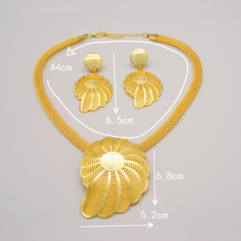 Divat, nigériai nő, esküvő, afrikai, nagy medál, csocsó, virág ékszerkészlet, Dubai arany színű menyasszonyi ajándék