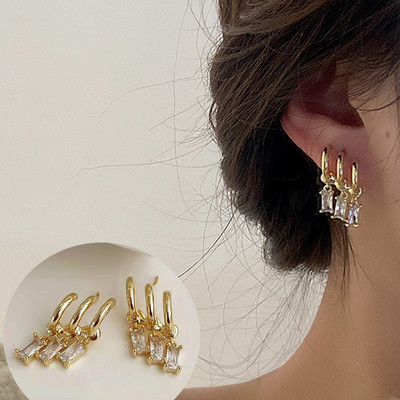 Kórejské nové štýlové zirkónové viacvrstvové geometrické náušnice pre ženy, temperamentné kvapkové krištáľové náušnice, párty šperky, vynikajúce darčeky