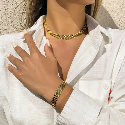 Hip hop prehnaný kubánsky veľký hrubý reťazový náhrdelník a prívesok náramok NE+BA steampunk maxi zámok choker sada šperkov pre mužov a ženy