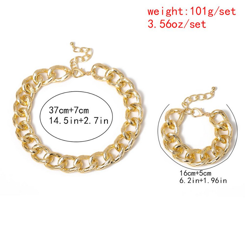 Hip-hop eltúlzott kubai nagy vaskos lánc nyaklánc és medál karkötő NE+BA Steampunk Maxi Lock Choker férfi női ékszerkészlet