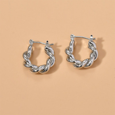 Minimalista vastag csavart fém karikás fülbevaló nőknek Designe temperamentum lányok francia Daily Hoops Statement ékszerek