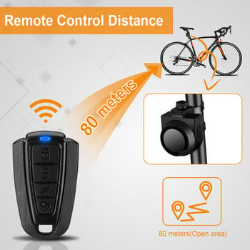 WSDCAM Вибрационна аларма за велосипед Безжично дистанционно управление USB зареждане Сигурност Предупреждение за вибрации Алармена система Bike Anti Lost Reminder