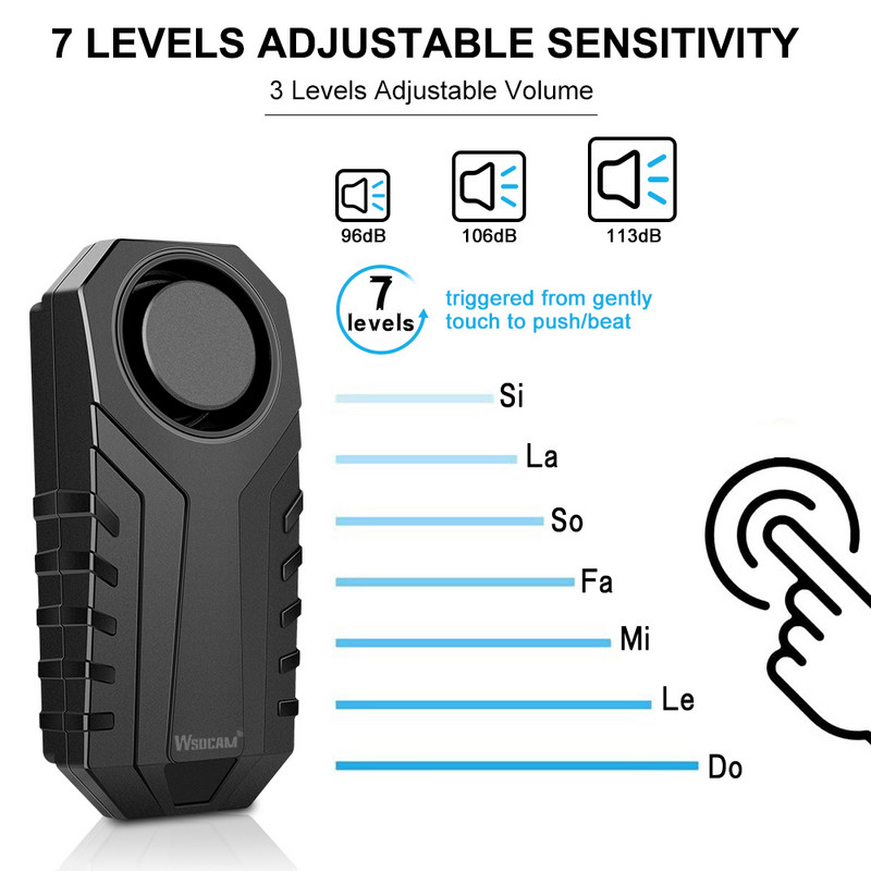 Wsdcam Alarm za bicikl Vodootporan Daljinski upravljač Motocikl Električni automobil Sigurnost Anti Lost Remind Vibracija Upozorenje Alarm Senzor