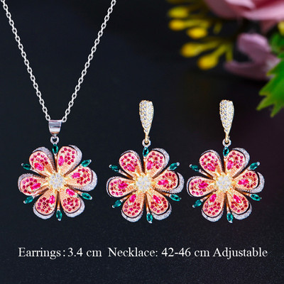 Pera elegantný kórejský štýl svetlomodrý kubický zirkón dámska módna prívesok list náhrdelník kvapka vody náušnice šperky súpravy J151