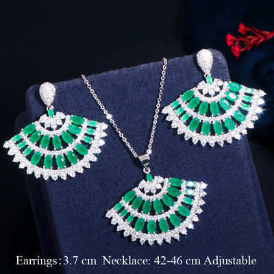 Pera elegantný kórejský štýl svetlomodrý kubický zirkón dámska módna prívesok list náhrdelník kvapka vody náušnice šperky súpravy J151