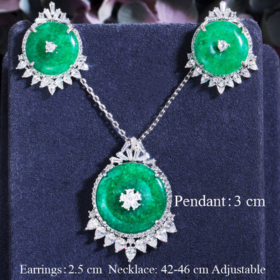 Pera elegantný kórejský štýl svetlomodrý kubický zirkón dámska módna prívesok list náhrdelník kvapka vody náušnice šperky súpravy J151