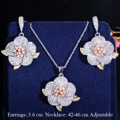 Pera elegantný kórejský štýl svetlomodrý kubický zirkón dámska módna prívesok list náhrdelník kvapka vody náušnice šperky súpravy J151