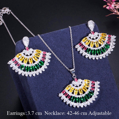 Pera elegantný kórejský štýl svetlomodrý kubický zirkón dámska módna prívesok list náhrdelník kvapka vody náušnice šperky súpravy J151