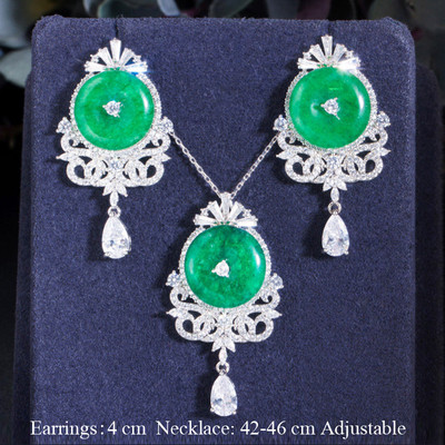 Pera elegantný kórejský štýl svetlomodrý kubický zirkón dámska módna prívesok list náhrdelník kvapka vody náušnice šperky súpravy J151