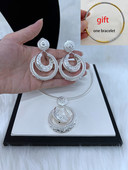 Dámske náušnice, 2 ks, sada šperkov s veľkým príveskom, postriebrené, luxusné pozlátené šperky z Nigérie, Dubaj, pre ženy.