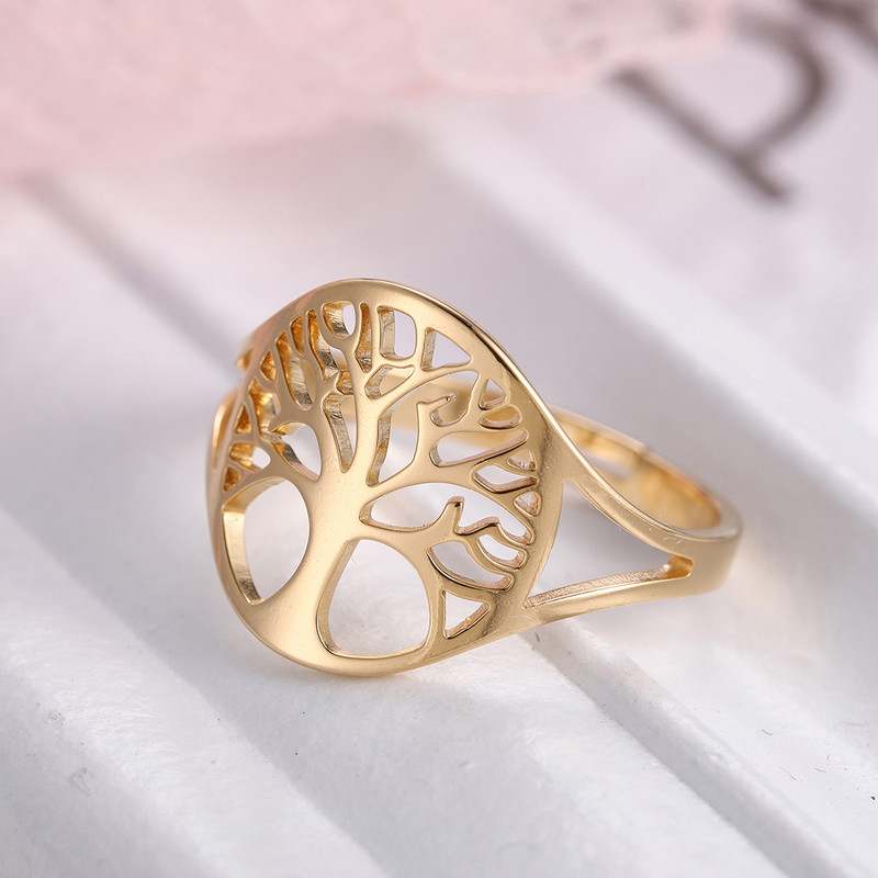 Lucktune Tree of Life Rings Неръждаема стомана Viking Amulet Регулируем пръстен за пръсти за жени 2023 г. Ретро бижута Подарък за Свети Валентин