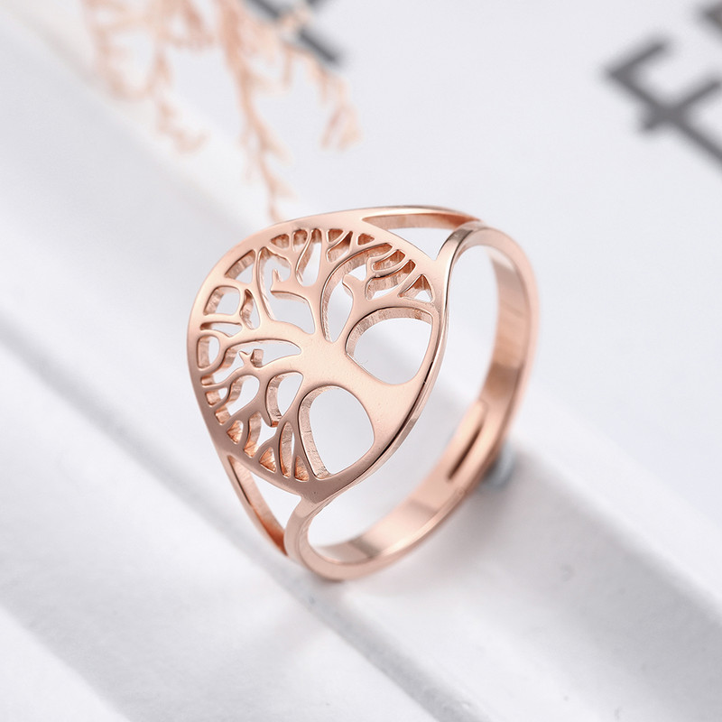 Lucktune Tree of Life Rings Неръждаема стомана Viking Amulet Регулируем пръстен за пръсти за жени 2023 г. Ретро бижута Подарък за Свети Валентин