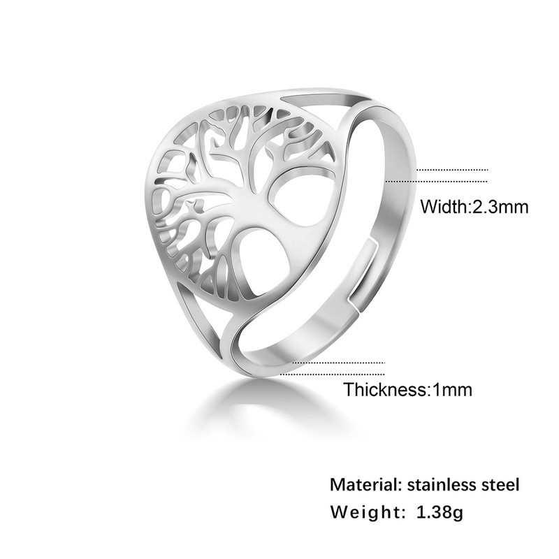Lucktune Tree of Life Rings Неръждаема стомана Viking Amulet Регулируем пръстен за пръсти за жени 2023 г. Ретро бижута Подарък за Свети Валентин