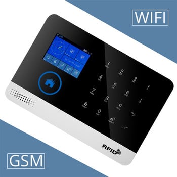 Ασύρματο Tuya APP SIM GSM Home RFID Διαρρηκτικό Πληκτρολόγιο αφής LCD WIFI GSM Κιτ αισθητήρα συναγερμού Ρωσική, Ισπανική φωνή