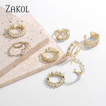 ZAKOL Κορεάτικο Ζιργκόν Χρυσό Χρώμα Διπλό Φοιτητικό Ανοιχτό Δαχτυλίδι για Γυναικείες Ορθογώνιο Δαχτυλίδι Δαχτυλίδι Δαχτυλίδι Γαμήλιο Κορίτσι Σέξι κοσμήματα