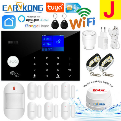 Wifi GSM alarm systém 433MHz domáci bezpečnostný alarm proti vlámaniu bezdrôtový káblový detektor RFID dotyková klávesnica teplota vlhkosť Alexa