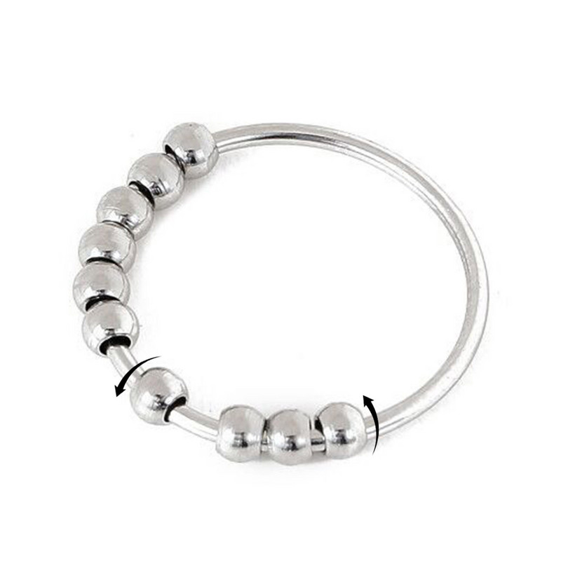 1 db szorongásgátló gyűrű Fidget női férfi réz ujjgyűrűk spirális gyöngyökkel, stresszoldó forgó ékszerek