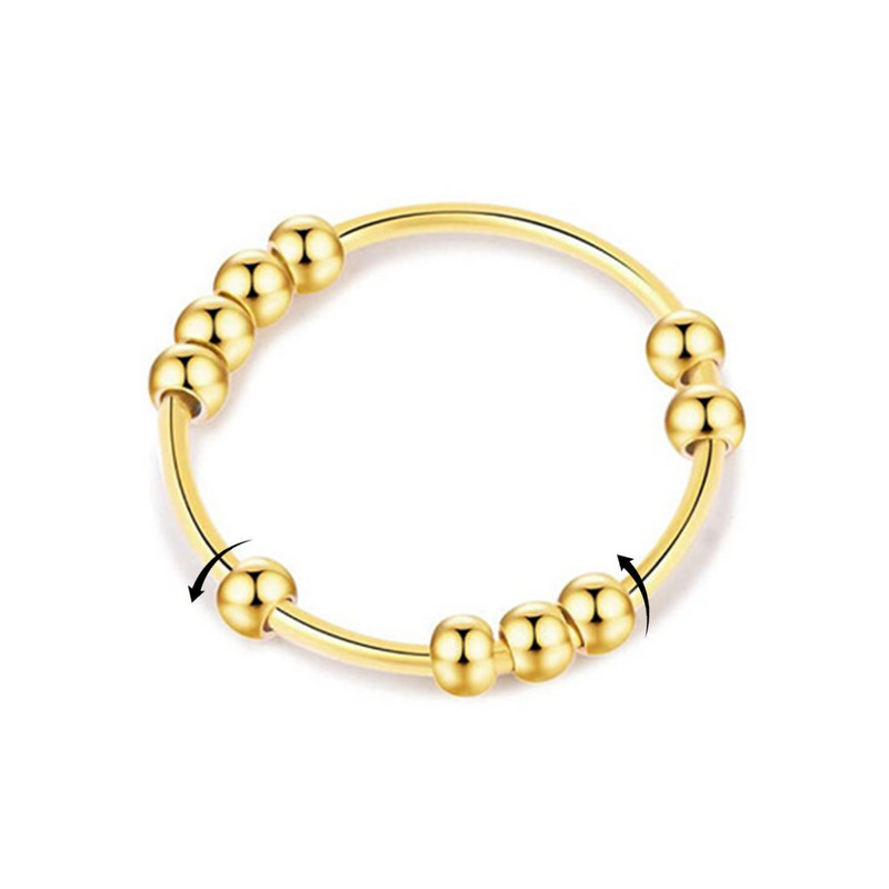 1 db szorongásgátló gyűrű Fidget női férfi réz ujjgyűrűk spirális gyöngyökkel, stresszoldó forgó ékszerek