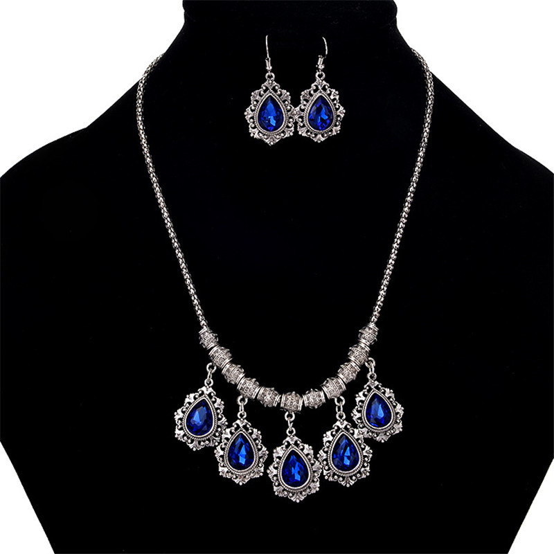 ADOLPH Női ékszerek Luxus kiegészítők Temperamentum Vízcseppek Ékszerkészlet Choker nyaklánc és fülbevaló