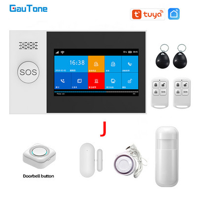GauTone PG107 4,3-palcový bezpečnostný alarm Wifi GSM alarm systém pre domácnosť s podporou Tuya APP volanie/SMS diaľkové ovládanie