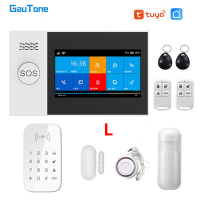 GauTone PG107 4,3-palcový bezpečnostný alarm Wifi GSM alarm systém pre domácnosť s podporou Tuya APP volanie/SMS diaľkové ovládanie