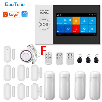 GauTone PG107 4,3-palcový bezpečnostný alarm Wifi GSM alarm systém pre domácnosť s podporou Tuya APP volanie/SMS diaľkové ovládanie