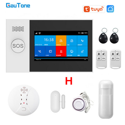 GauTone PG107 4,3-palcový bezpečnostný alarm Wifi GSM alarm systém pre domácnosť s podporou Tuya APP volanie/SMS diaľkové ovládanie