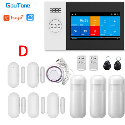 GauTone PG107 4,3-palcový bezpečnostný alarm Wifi GSM alarm systém pre domácnosť s podporou Tuya APP volanie/SMS diaľkové ovládanie