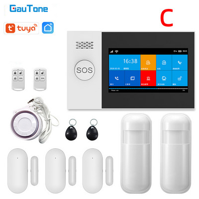 GauTone PG107 4,3-palcový bezpečnostný alarm Wifi GSM alarm systém pre domácnosť s podporou Tuya APP volanie/SMS diaľkové ovládanie